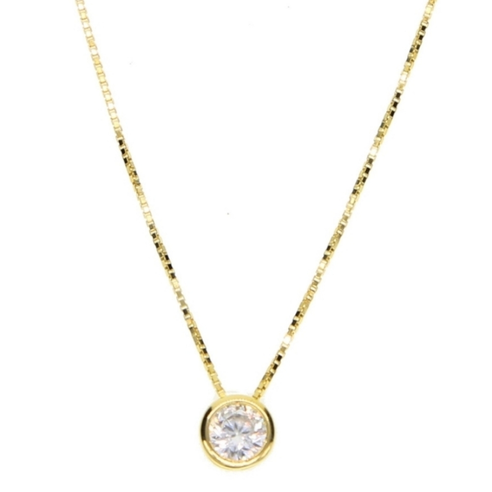 14kt YG Cubic Zirconia CZ Stone 16" Necklace - Picture 3 of 9
